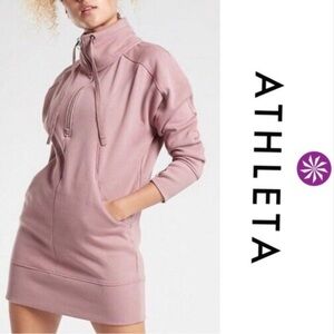 Athleta cozy karma 4 zip fleece tunic lounge dress size M
